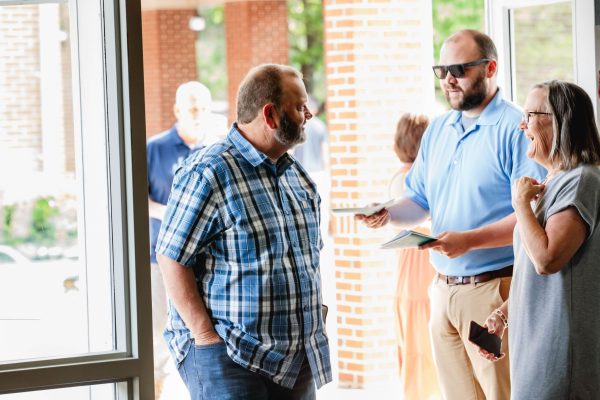 Man walking in to church